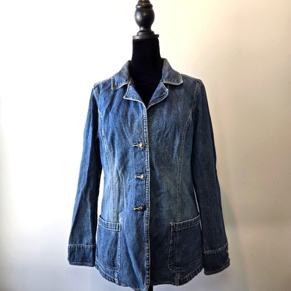 Vintage Women's St John's Bay Denim Blazer Jean Jacket Size Medium - Picture 1 of 16